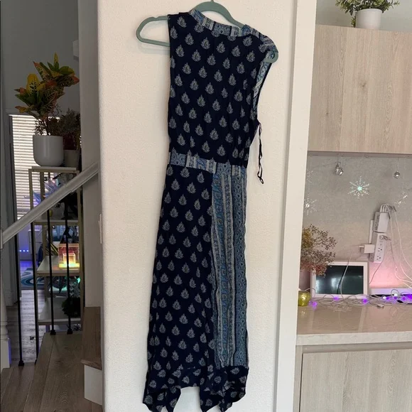 Maeve Asymmetrical Dress in Navy and Light Blue - Picture 5 of 5